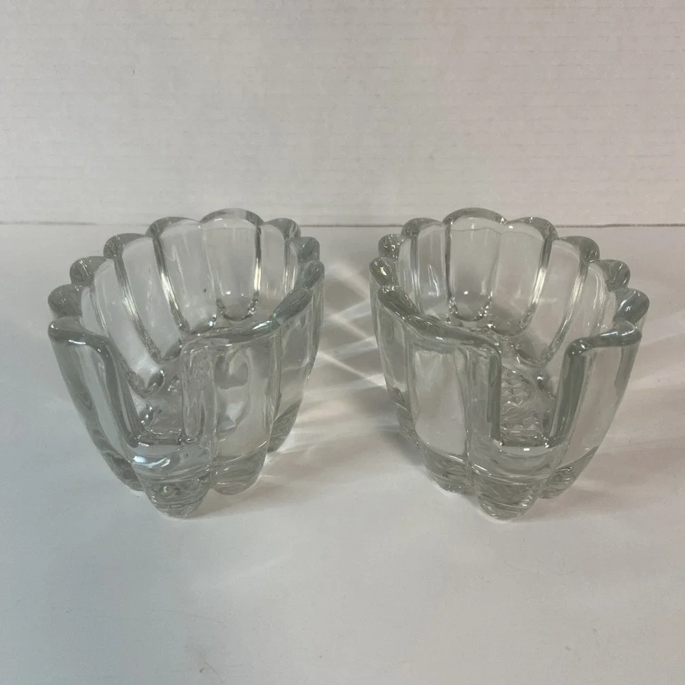 Set of 2 Vintage #438 Princess House Pressed Glass Utensil Spoon Rest Holder NIB
